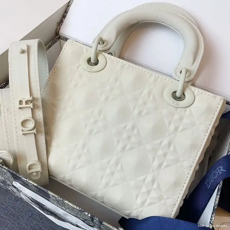 Cheap Ultramatte Cannage White Calfskin Frosted Bag Lady Small Dior 0414 Luxury